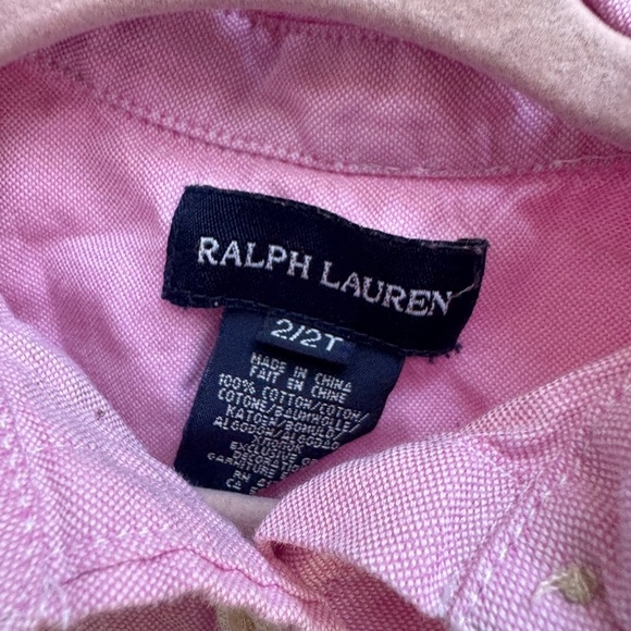 NWOT Ralph Lauren 2T Girls Pink Button Down Shirt with Collared Neckline & Frill - Picture 5 of 6